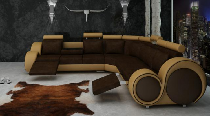Włókienniczy SOFA z USB DESIGNER SOFA Ustawić Skóra Narożnikowa kanapa Żywy krajobraz Narożnik NOWOŚĆ