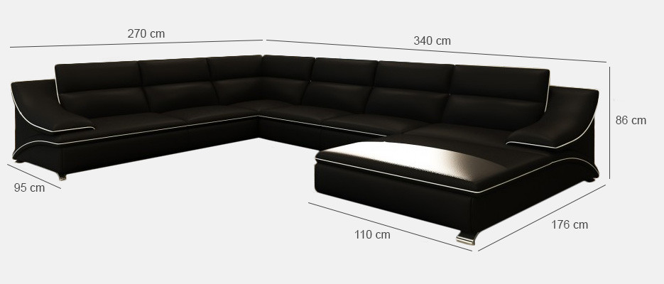 Ekskluzywny Kształt U Skóry -Narożnikowa kanapa Luxury I Elegance dla Twojego domu
