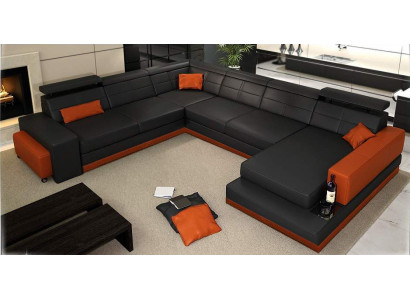 Skórzana sofa kanapa Żywy krajobraz Narożnikowa kanapa Narożnik Ustaw Design Modern Sofa