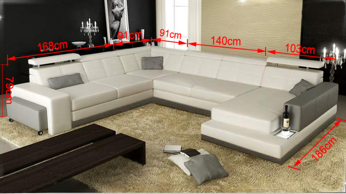 Skórzana sofa kanapa Żywy krajobraz Narożnikowa kanapa Narożnik Ustaw Design Modern Sofa