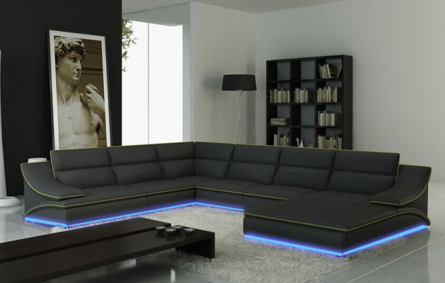 Skórzana sofa kanapa Żywy krajobraz Narożnikowa kanapa Narożnik Ustaw Design Modern Sofa