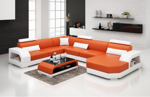 Skórzana sofa kanapa Żywy krajobraz Narożnik kanapa Narożnik Ustaw Design Modern Sofa G8001