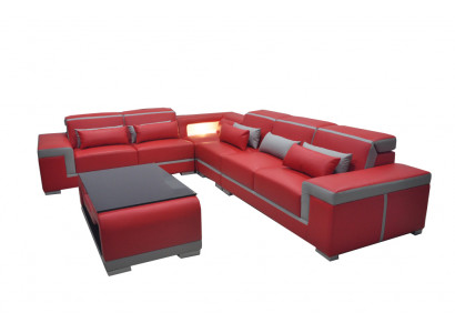 Skóra Sofa Sofy Kanapa Narożnik Podkładka Ustawić + Tabela Kanapy LForm Żywy krajobraz
