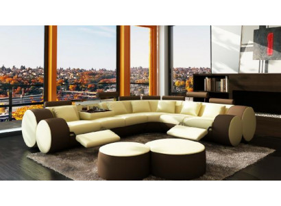 Designerska skórzana sofa + narożnik USB Sofa skórzana kanapa Sofa Żywy krajobraz Made In EU