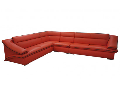 Design Skóra Żywy krajobraz Narożnik Sofa Nowoczesna kanapa Ustawić Narożnik Czerwony USB + LED