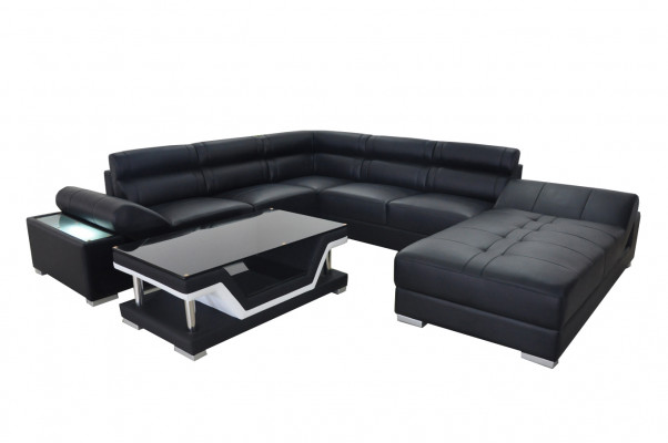 Design Skóra Żywy krajobraz Narożnik Sofa Nowoczesna Ustaw Sofa Narożnik Nowa Szara USB