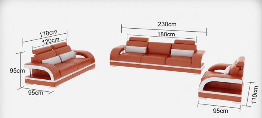Sofa Kanapa Skóra Podkładka Siedziba Kanapa Ustawić 3+2+1 USB + Zestaw Tabeli Design Sofa