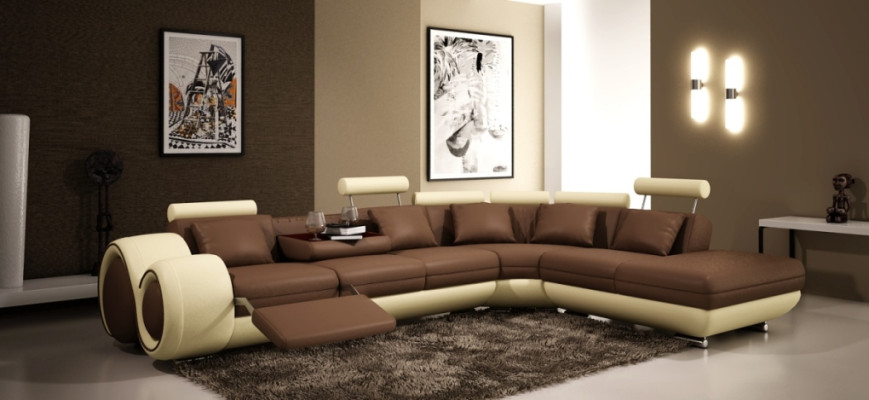 Skórzana sofa kanapa Żywy krajobraz Narożnik kanapa Narożnik Ustaw Design Modern Sofa A1163C