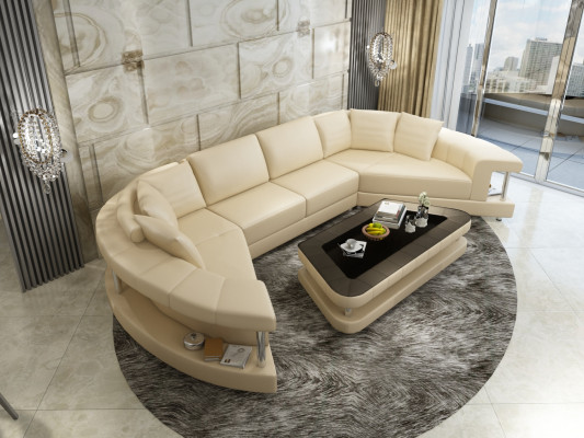 Żywy krajobraz Trapez Shaped Okrągłe Narożnikowa kanapa Sofa Okrągły Couch Podkładka U Shape + USB