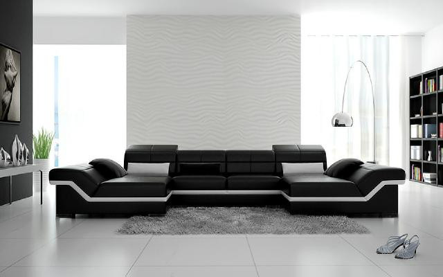 Skórzana sofa xxl z USB Narożnikowa kanapa Żywy krajobraz Big Couch skórzany komplet Podkładka Nowość