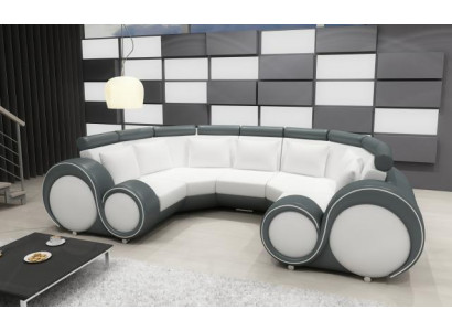 XXL Żywy krajobrazowa skórzana sofa z USB Design Podkładka Ustaw Couch Narożnikowa kanapa Big
