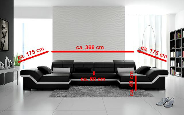 Skórzana sofa XXL z USB Narożnikowa kanapa Żywy krajobraz Big Couch skórzany komplet Podkładka Nowość