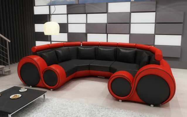 XXL Żywy krajobraz Skórzana Sofa Design Podkładka Ustawić Kanapa Narożnikowa kanapa Duża Sofa +USB