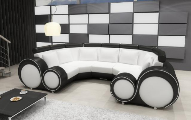 XXL Żywy krajobraz Skórzana Sofa Design Podkładka Ustawić Kanapa Narożnikowa kanapa Duża Sofa +USB