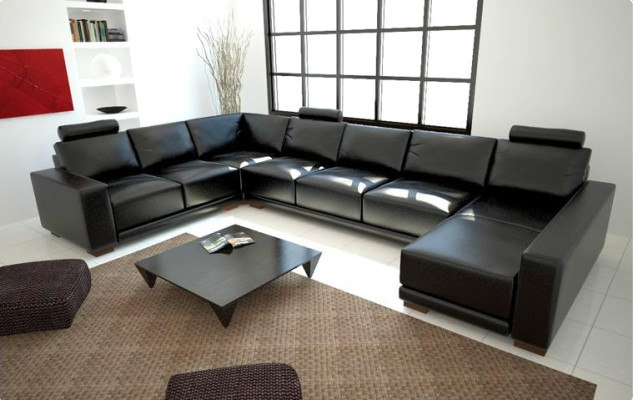 Skórzana sofa kanapa Żywy krajobraz Narożnikowa kanapa Narożnik Ustaw Design Modern A1121