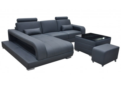 XXL Kanapa Skóra Żywy krajobraz Ustawić Design Nowoczesna sofa w kształcie litery L F3017C + Tabela
