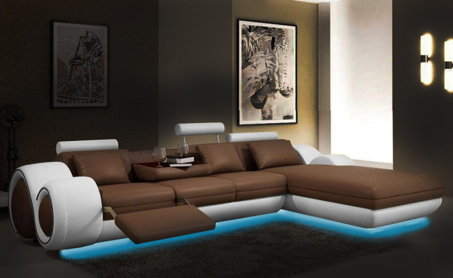 Opatentowany projekt Narożnikowa kanapa Sofa Sofa Podkładka Skóra Narożnik Żywy krajobraz BERLINs