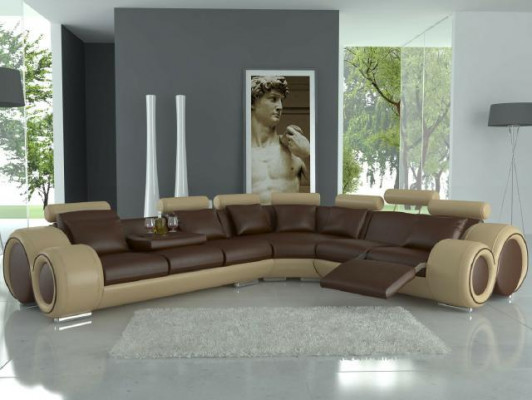Sofa skórzana Narożnik Skóra Sofa USB Żywy krajobraz Podkładka Ustawić Czarny Biały Nowość