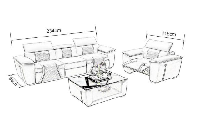 Zestaw sofowy Couch Podkładka Sofa 3+3 Kompletny zestaw Design Skóra 2-częściowy. Obcios