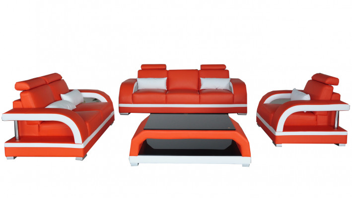 Sofa Kanapa Skóra Podkładka Siedziba Kanapa Ustawić 3+2+1 Tabela Set Design Sofy