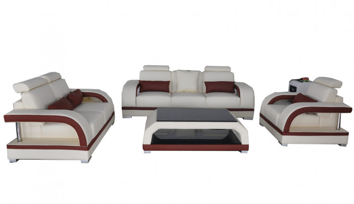 Sofa Kanapa Skóra Podkładka Siedziba Kanapa Ustawić 3+2+1 Tabela Set Design Sofy