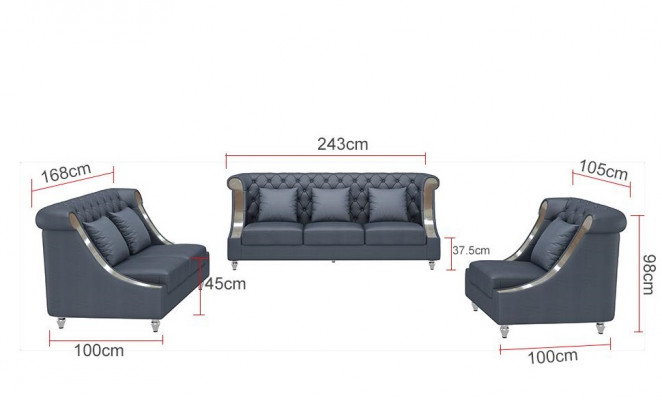 Chesterfield Zestaw sofowy Podkładka Kanapa Skórzana sofa 321 miejsce siedzące Żywy krajobraz Nowy