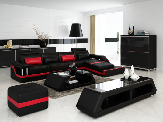 Projektant Żywy krajobraz Duża nowoczesna skórzana sofa z USB HAMBURG III Narożnikowa kanapa Sofa