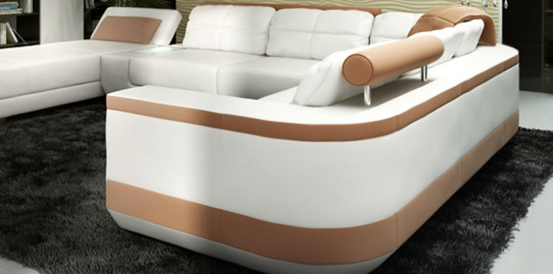 Narożnikowa kanapa Kształt U Sofa Kanapa Włókienniczy Sofy Design Żywy krajobraz Funkcja łóżka Skóra