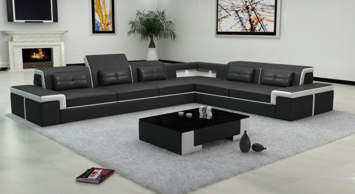 Skórzana sofa kanapa Żywy krajobraz Narożnik kanapa Narożnik Ustawić Design Modern Sofa B2021