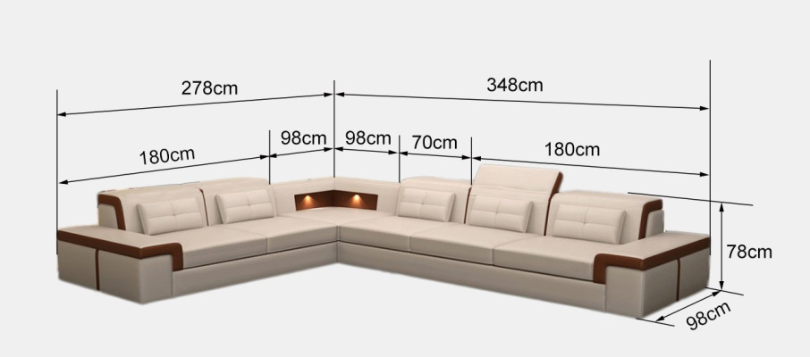 Skórzana sofa kanapa Żywy krajobraz Narożnik kanapa Narożnik Ustawić Design Modern Sofa B2021