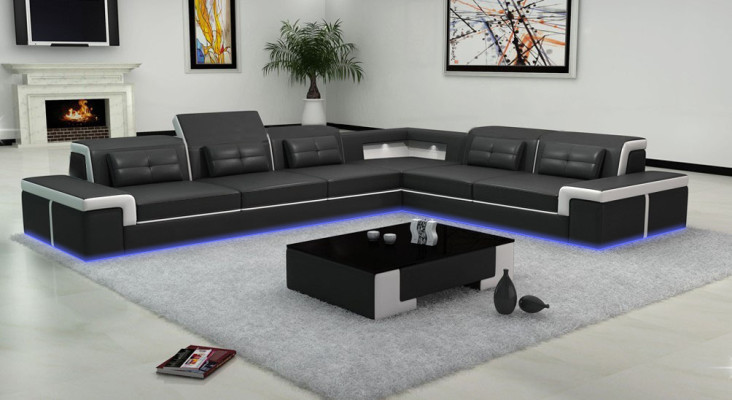 Skórzana sofa kanapa Żywy krajobraz Narożnik kanapa Narożnik Ustawić Design Modern Sofa B2021