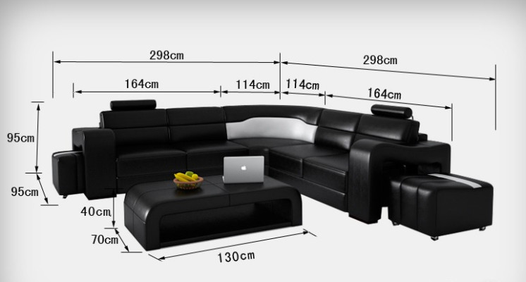 Skórzana sofa kanapa Żywy krajobraz Narożnik kanapa Narożnik Ustaw Design Modern Sofa F3008B
