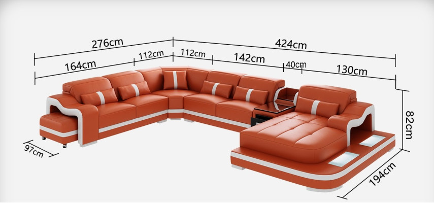 Sofa skórzana sofa kanapa Żywy krajobraz Narożnikowa kanapa Narożnik Modern Design Ustawić
