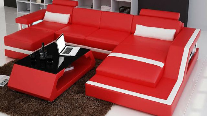 Projektant Narożnikowa kanapa Sofa Żywy krajobraz Big Modern skórzana sofa z USB HAMBURG III