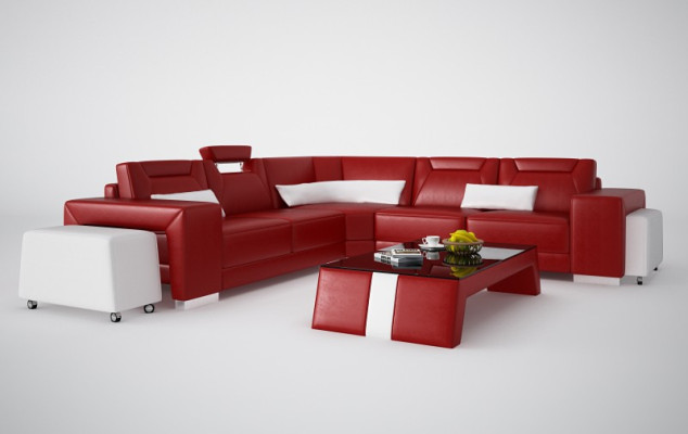 Skórzana sofa kanapa Żywy krajobraz Narożnik kanapa Narożnik Ustaw Design Modern Sofa F3011B