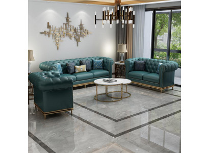 Skórzana sofa Chesterfield sofy kanapy sofa tapicerowana skórzana kanapa salon