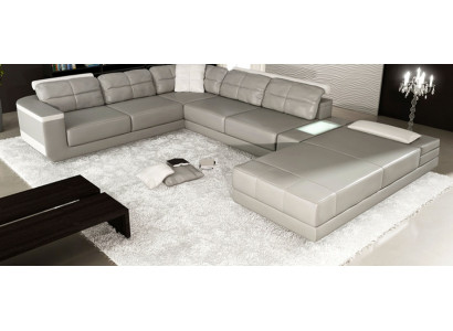 Żywy krajobraz Narożnikowa kanapa Kanapa Szara Skóra Podkładka Siedziba Narożnik Sofa U Shape Sofy Nowość