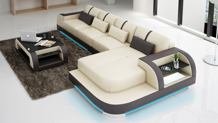 Skórzana sofa kanapa Żywy krajobraz Narożnikowa kanapa Narożnik wystrój nowoczesny Ustaw design