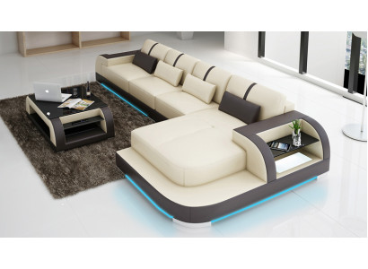 Skórzana sofa kanapa Żywy krajobraz Narożnikowa kanapa Narożnik wystrój nowoczesny Ustaw design