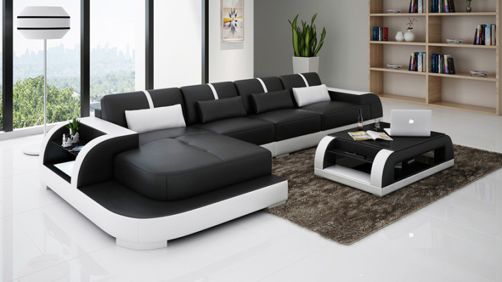 Skórzana sofa kanapa Żywy krajobraz Narożnikowa kanapa Narożnik wystrój nowoczesny Ustaw design