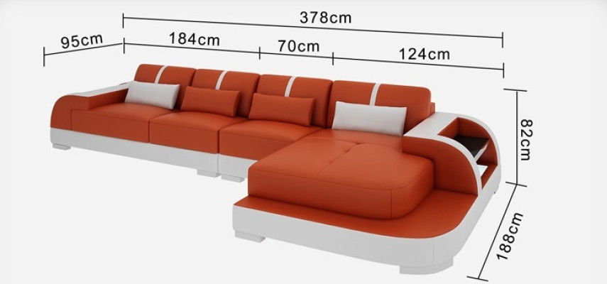 Skórzana sofa kanapa Żywy krajobraz Narożnikowa kanapa Narożnik wystrój nowoczesny Ustaw design