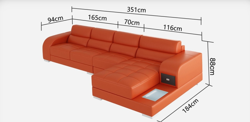 Skórzana sofa sofa kanapa Żywy krajobraz Narożnik Modern Narożnikowa kanapa Design Ustawić