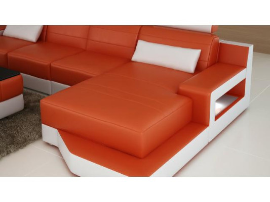 SOFA SKÓRZANA Narożnikowa kanapa SOFA na wymiar USB Żywy krajobraz Funkcja łóżka Ustawić