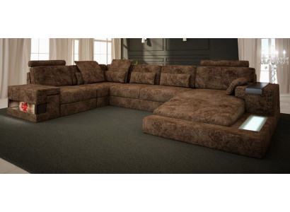Narożnikowa kanapa Kształt U Couch Design Podkładka Włókiennicza Nowa funkcja łóżka Żywy krajobraz Materiał