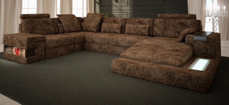Narożnikowa kanapa Kształt U Sofa Couch Design Couch Włókienniczy Żywy krajobraz Funkcja łóżka Materiał