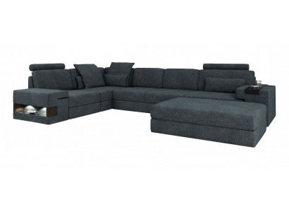 Design Sofa Narożnik ze Stołkiem Meble tapicerowane Salon L-Shape Nowoczesny Luksus