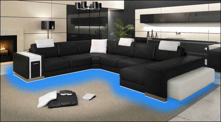 Żywy krajobraz Sofa z USB Couch Podkładka Narożnik XX Duża skórzana sofa Narożnikowa kanapa