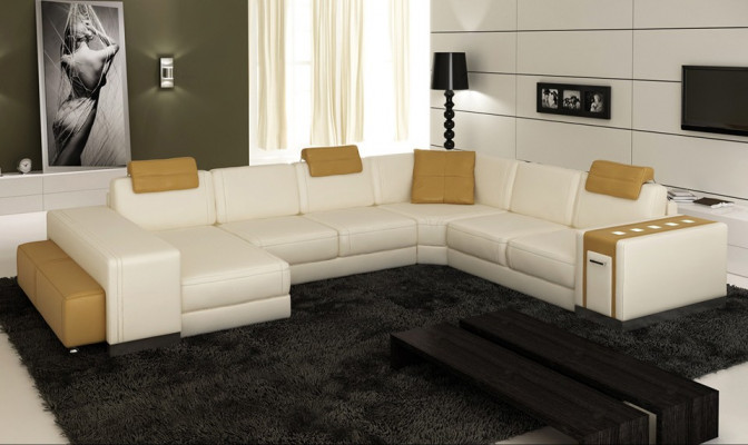Żywy krajobraz Sofa z USB Couch Podkładka Narożnik XX Duża skórzana sofa Narożnikowa kanapa
