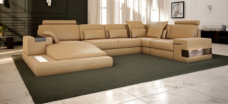 Design Podkładka Modern Skóra Funkcja łóżka nowy Materiał Narożnikowa kanapa Kształt U Sofa Couch