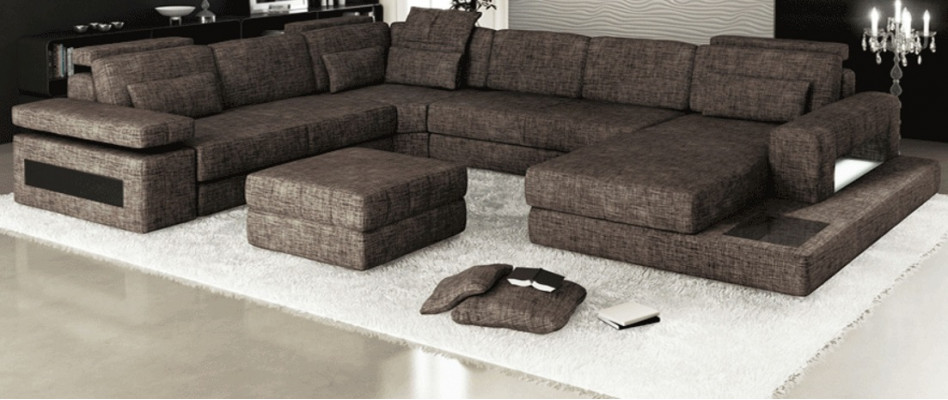 Narożnikowa kanapa Materiał Kształt U Couch Design Podkładka Włókienniczy Narożnik Żywy krajobraz Funkcja łóżka